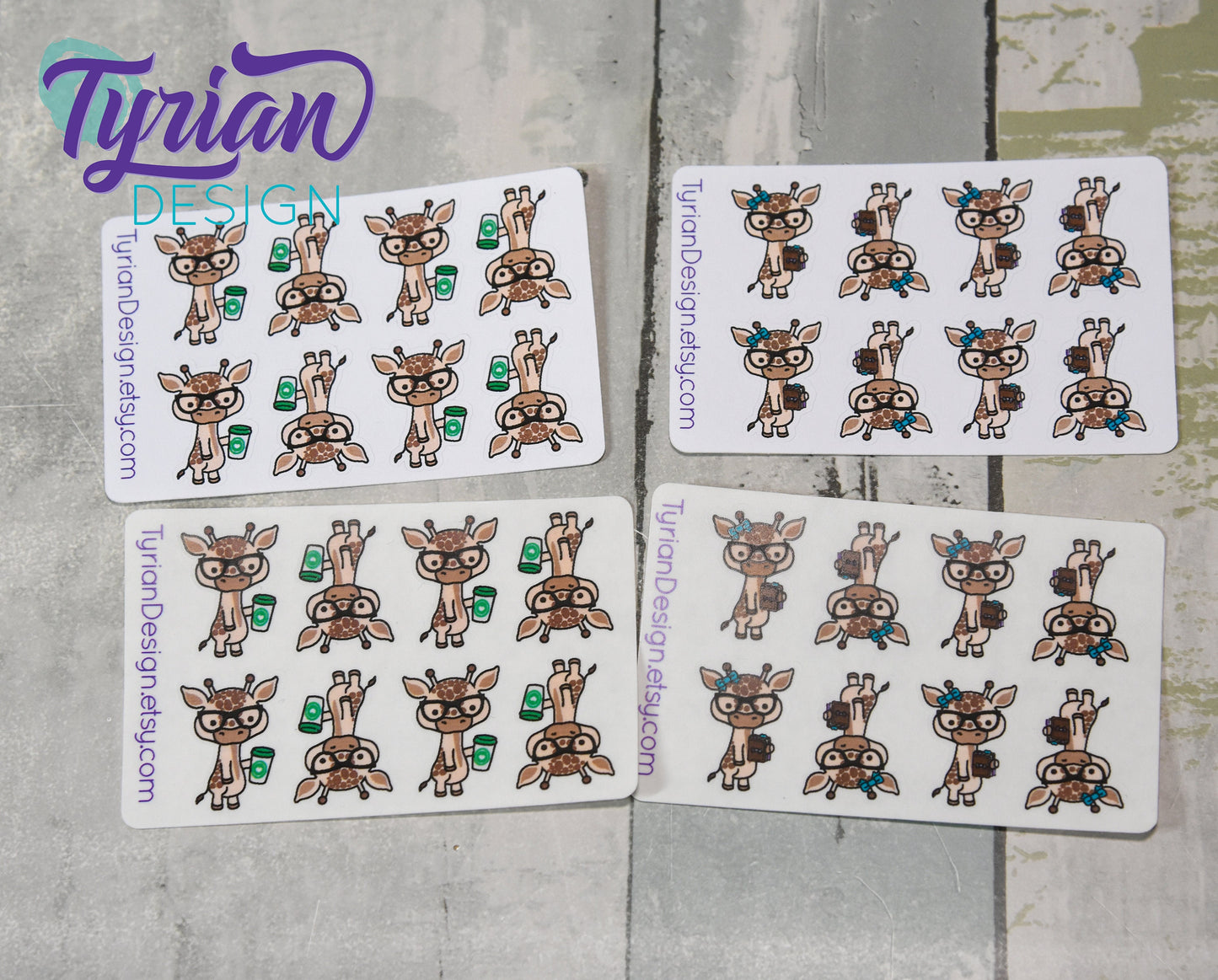Nerd Giraffe with Coffee Stickers for Planners and Journals. Great for journaling, Cute Nerd Giraffe mini sticker sheet, We call him Norman