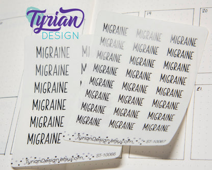 Migraine, small sticker | 24 Stickers | 9 x.375" each.