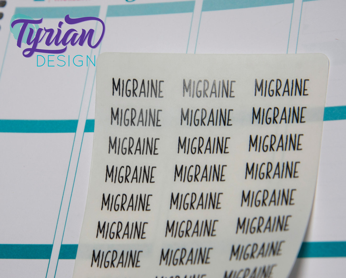 Migraine, small sticker | 24 Stickers | 9 x.375" each.