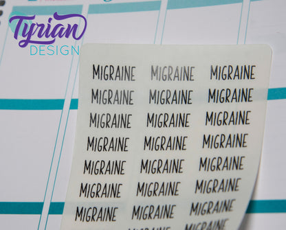 Migraine, small sticker | 24 Stickers | 9 x.375" each.