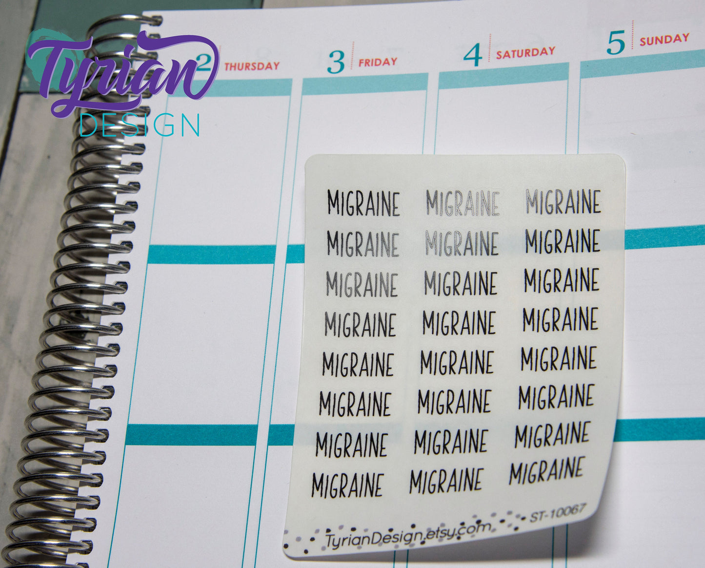 Migraine, small sticker | 24 Stickers | 9 x.375" each.