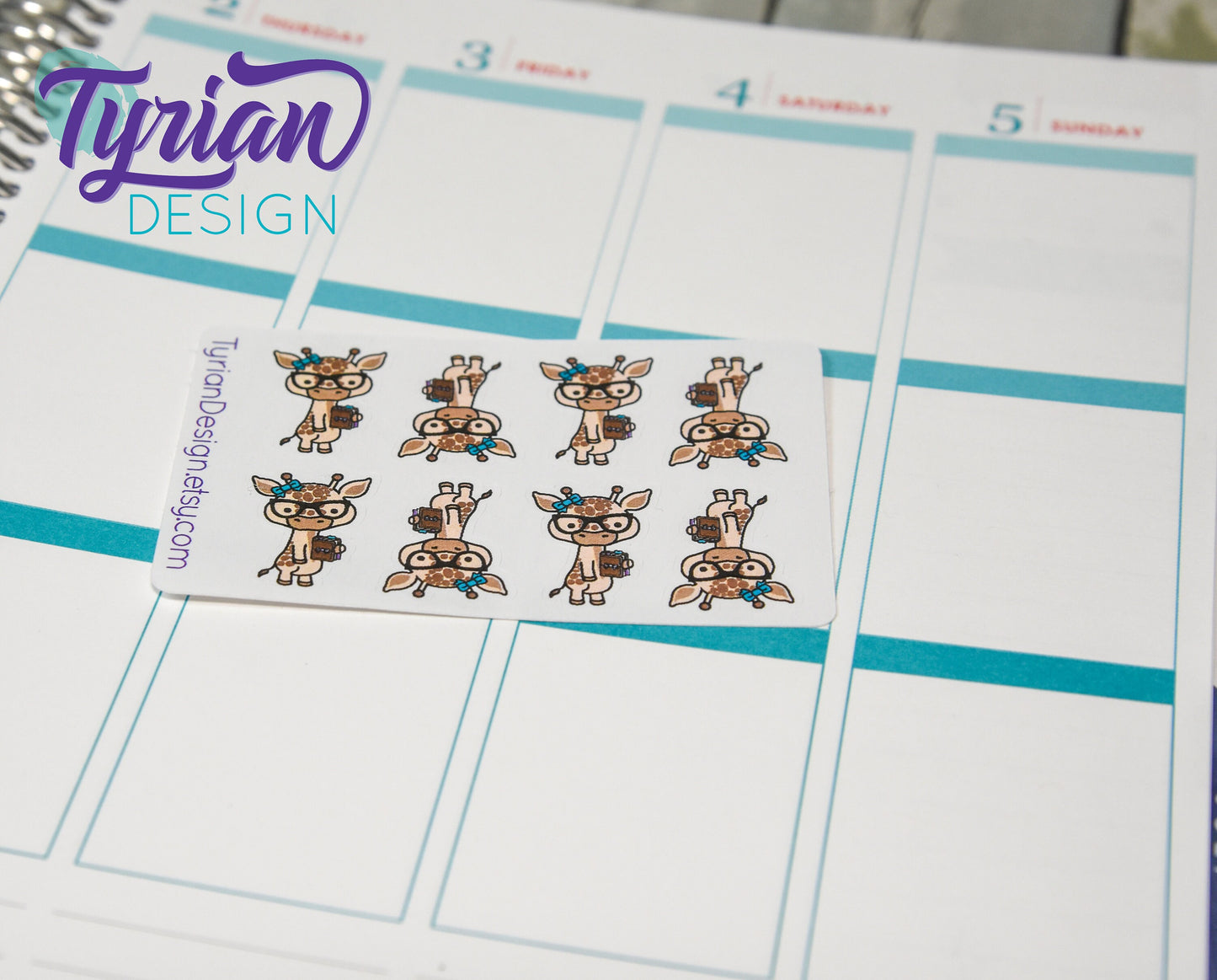 Nerd Giraffe with Planner Stickers for Planners and Journals. Great for journaling, Cute Nerd Giraffe mini sticker sheet, We call her Norma