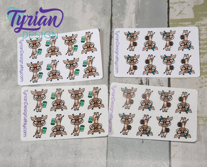 Nerd Giraffe with Planner Stickers for Planners and Journals. Great for journaling, Cute Nerd Giraffe mini sticker sheet, We call her Norma