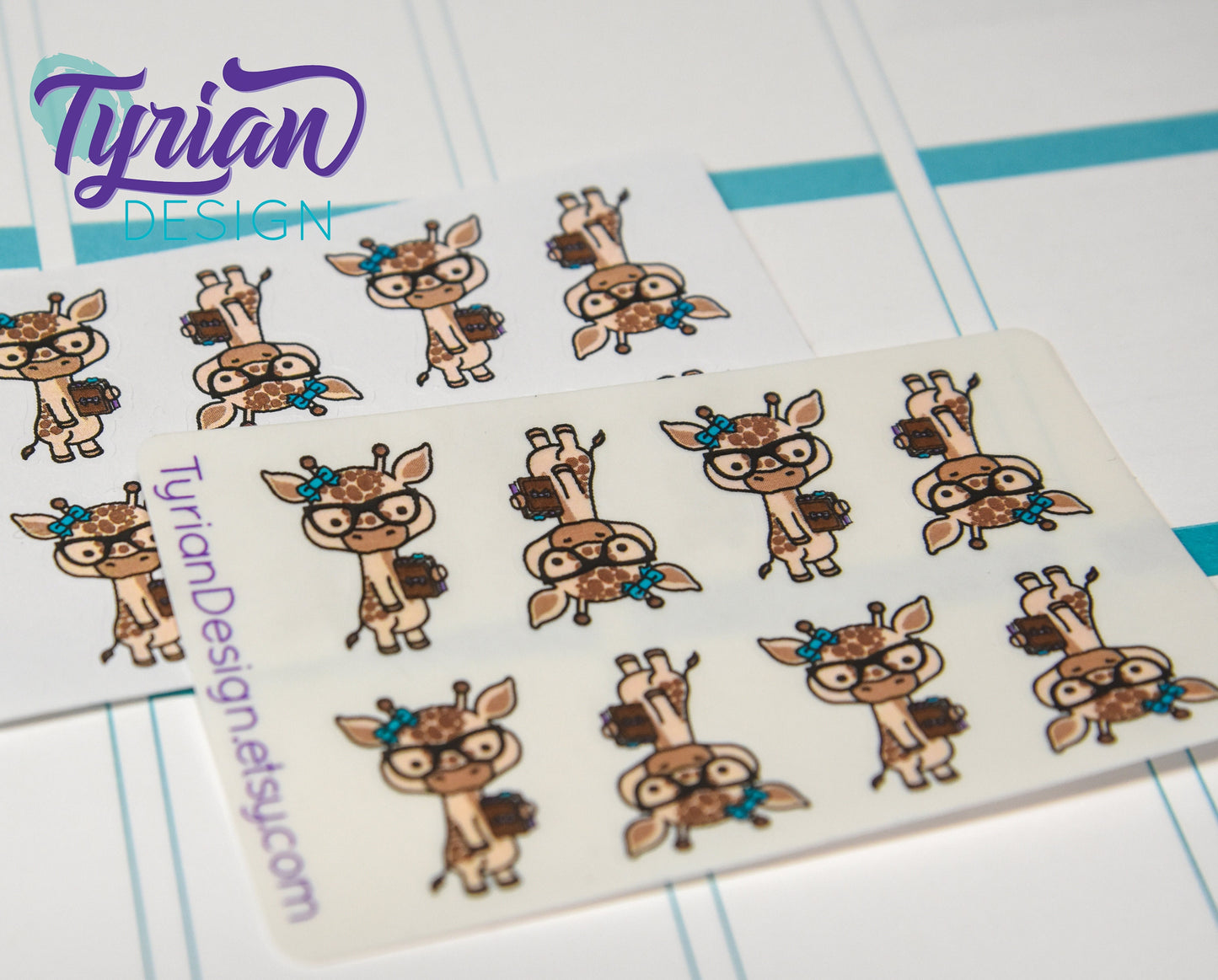 Nerd Giraffe with Planner Stickers for Planners and Journals. Great for journaling, Cute Nerd Giraffe mini sticker sheet, We call her Norma