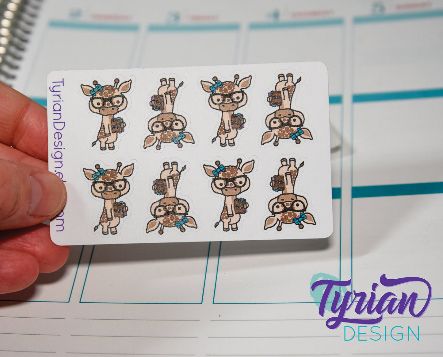 Nerd Giraffe with Planner Stickers for Planners and Journals. Great for journaling, Cute Nerd Giraffe mini sticker sheet, We call her Norma