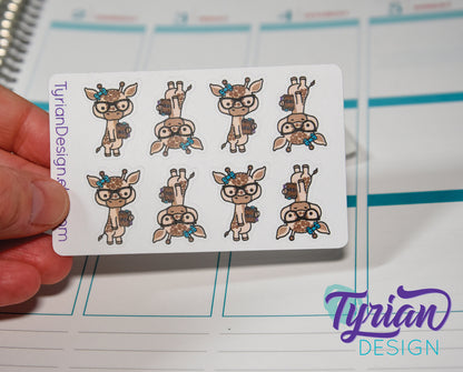 Nerd Giraffe with Planner Stickers for Planners and Journals. Great for journaling, Cute Nerd Giraffe mini sticker sheet, We call her Norma