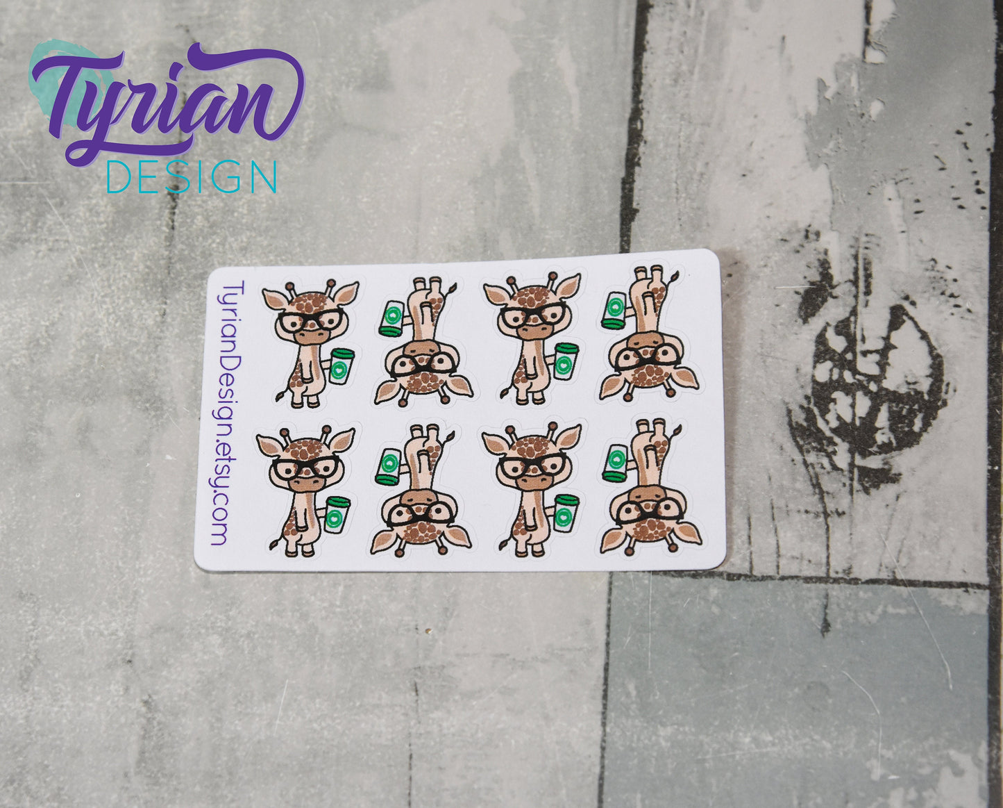 Nerd Giraffe with Coffee Stickers for Planners and Journals. Great for journaling, Cute Nerd Giraffe mini sticker sheet, We call him Norman