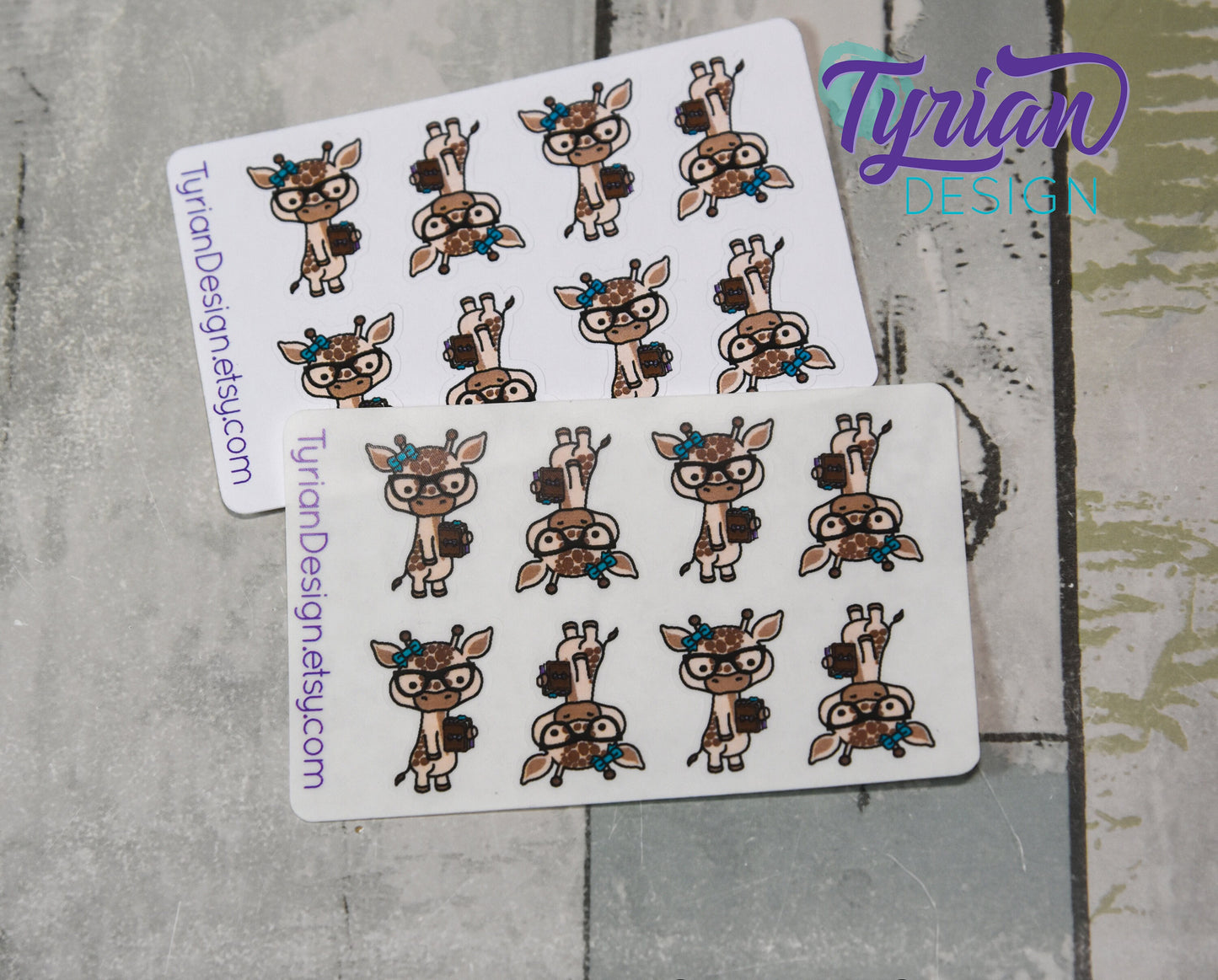 Nerd Giraffe with Planner Stickers for Planners and Journals. Great for journaling, Cute Nerd Giraffe mini sticker sheet, We call her Norma