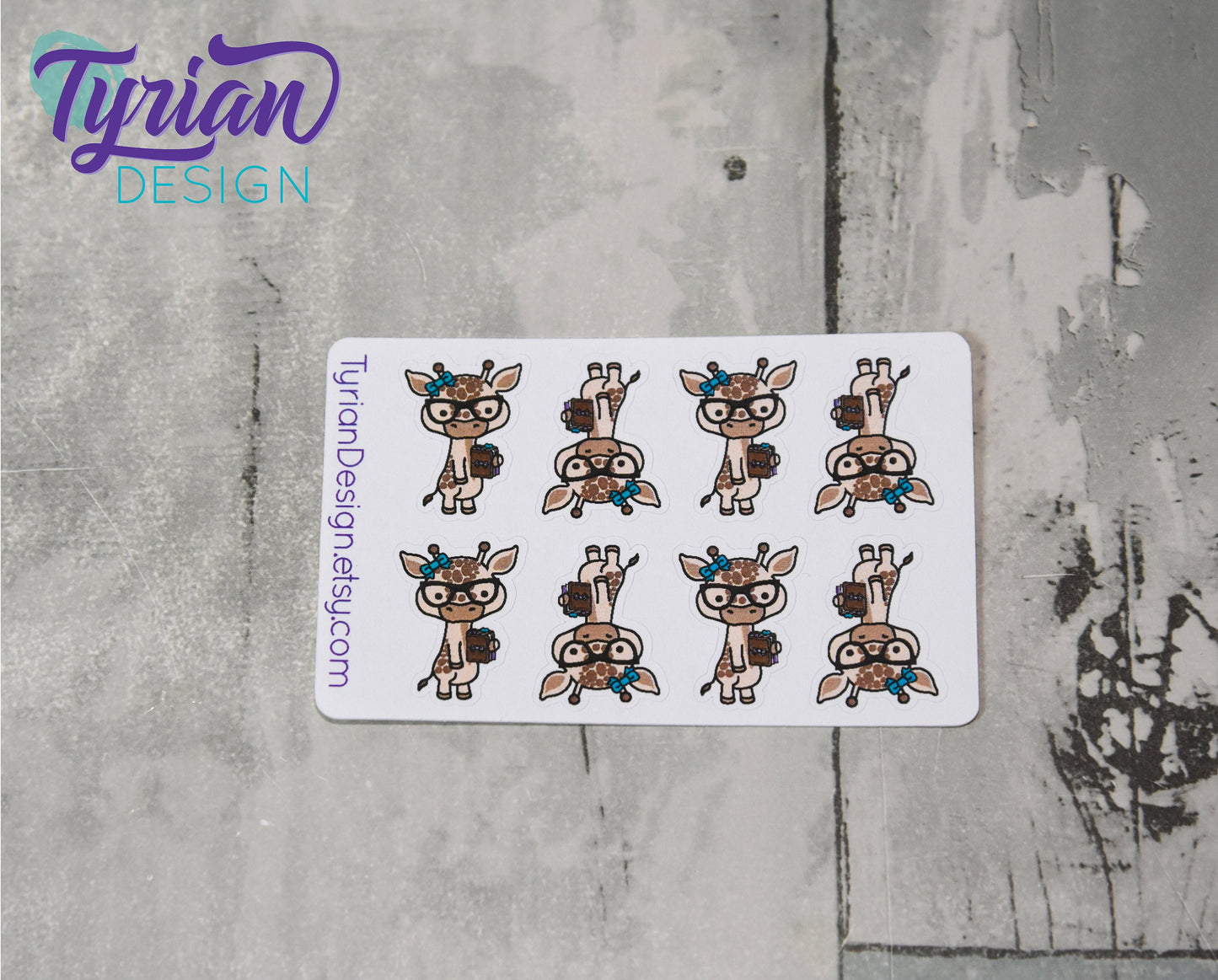 Nerd Giraffe with Planner Stickers for Planners and Journals. Great for journaling, Cute Nerd Giraffe mini sticker sheet, We call her Norma