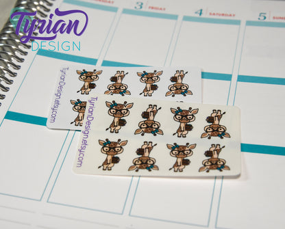 Nerd Giraffe with Planner Stickers for Planners and Journals. Great for journaling, Cute Nerd Giraffe mini sticker sheet, We call her Norma