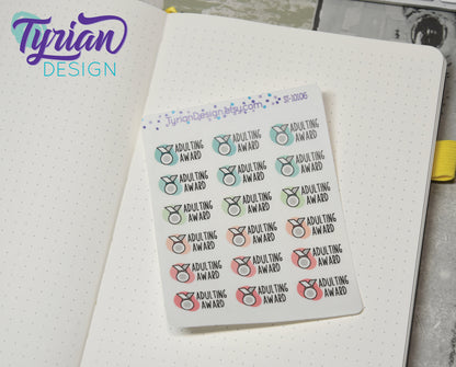 Adulting Award Stickers | 18 Stickers | 1 x .53" each.