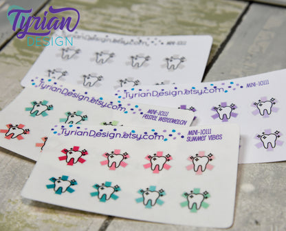 Dentist Icon, Tooth Stickers. Different color options.Adulting is hard use stickers for Planners, journals and calendars mini sticker sheet