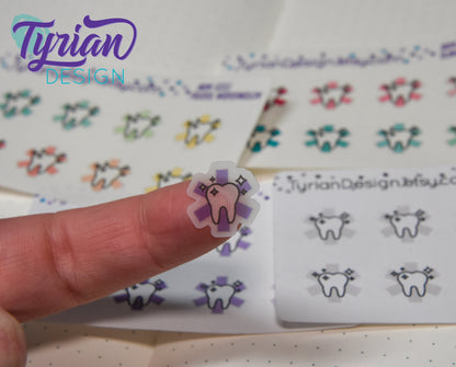 Dentist Icon, Tooth Stickers. Different color options.Adulting is hard use stickers for Planners, journals and calendars mini sticker sheet