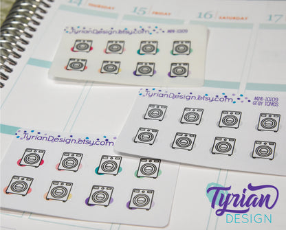 Laundry Icon, Washing Stickers. Clothes, Different color options. stickers for Planners, journals and calendars mini sticker sheet