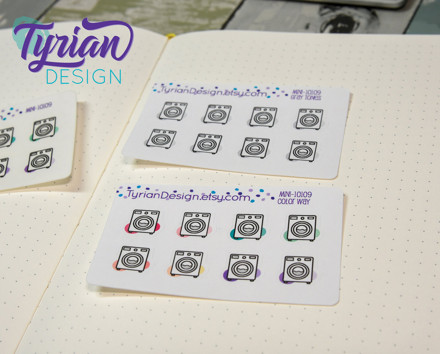 Laundry Icon, Washing Stickers. Clothes, Different color options. stickers for Planners, journals and calendars mini sticker sheet