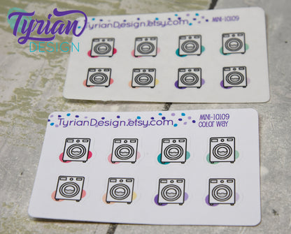Laundry Icon, Washing Stickers. Clothes, Different color options. stickers for Planners, journals and calendars mini sticker sheet