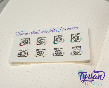 Laundry Icon, Washing Stickers. Clothes, Different color options. stickers for Planners, journals and calendars mini sticker sheet