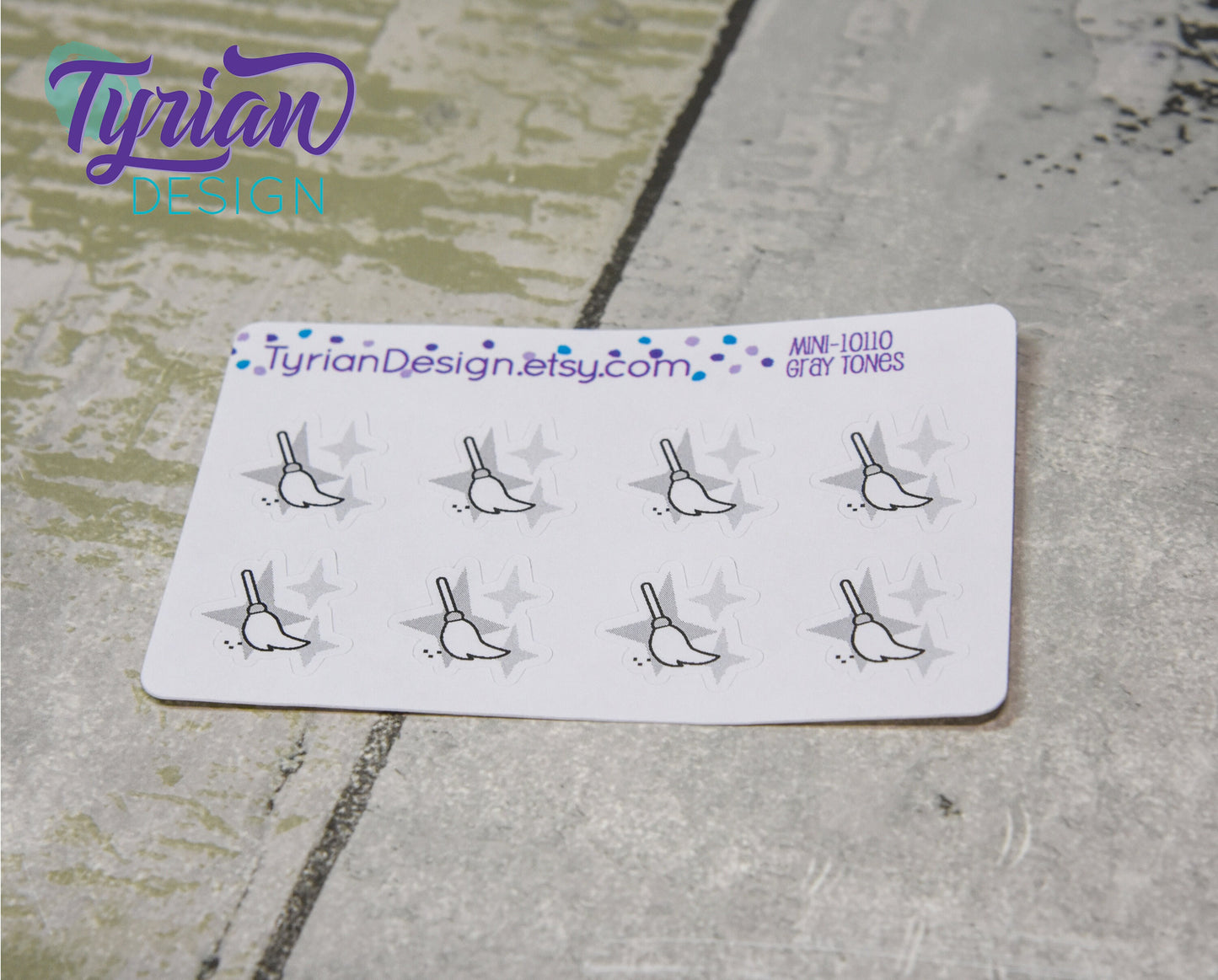 Cleaning Icon, Broom Stickers. Magic dust, Different color options. stickers for Planners, journals and calendars mini sticker sheet