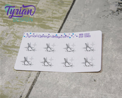 Cleaning Icon, Broom Stickers. Magic dust, Different color options. stickers for Planners, journals and calendars mini sticker sheet
