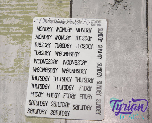 Days of the week Stickers | 35 Stickers | Emm Font