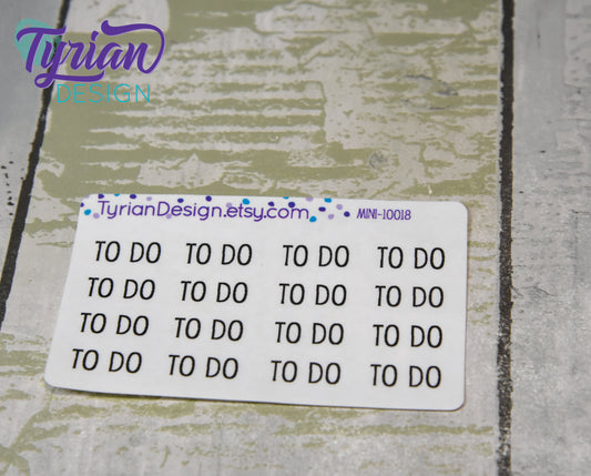To Do Stickers Mini Sheet for Planners and Journals. Black Type, clear or white matte stickers