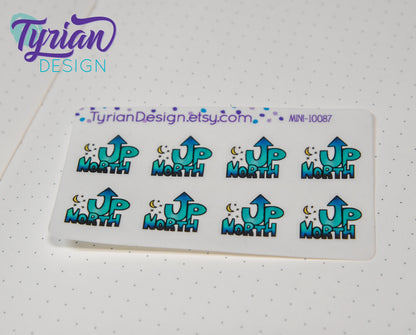 Up North Sticker, Night Sky, moon and stars up north life stickers for Planners, journals and calendars mini sticker sheet
