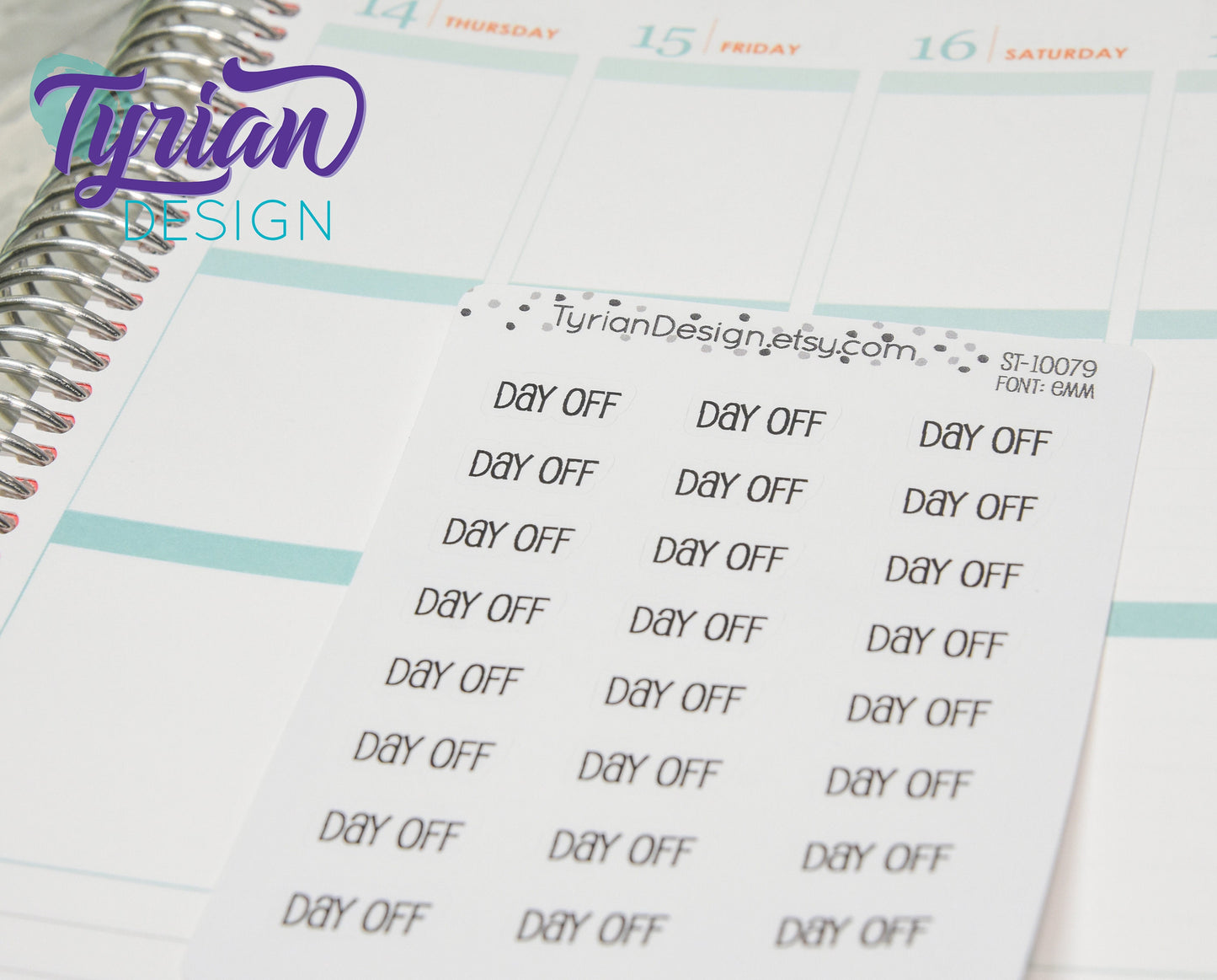 Day off stickers | 24 Stickers | Charley Font or Emm Font.
