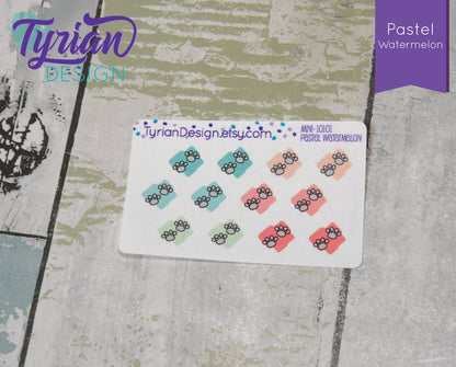 Paw Print Icon Stickers. Various color options. Dogs, Cats, Guinea Pigs stickers for Planners, journals, calendars mini sticker sheet