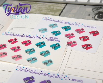 Paw Print Icon Stickers. Various color options. Dogs, Cats, Guinea Pigs stickers for Planners, journals, calendars mini sticker sheet