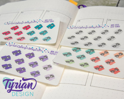 Paw Print Icon Stickers. Various color options. Dogs, Cats, Guinea Pigs stickers for Planners, journals, calendars mini sticker sheet