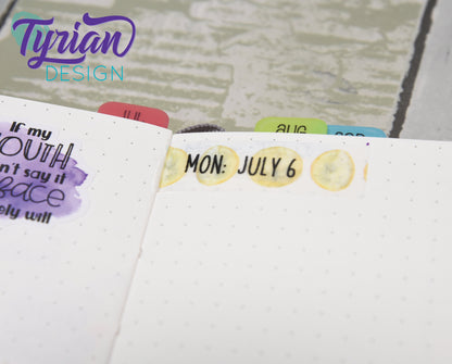 Days of the week Stickers | 63 Stickers | .32 x .4" Each | Charley Font