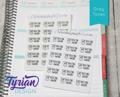 Adulting Award Stickers | 18 Stickers | 1 x .53" each.