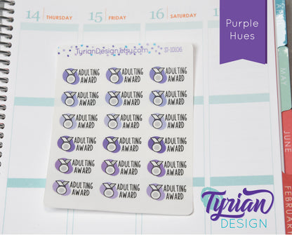 Adulting Award Stickers | 18 Stickers | 1 x .53" each.