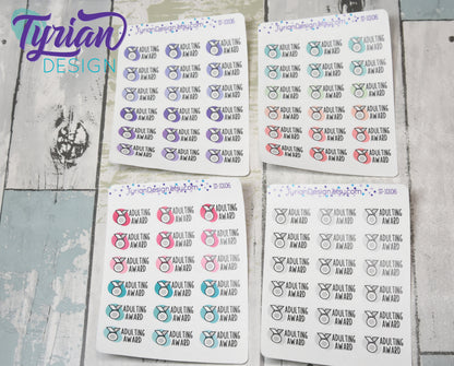 Adulting Award Stickers | 18 Stickers | 1 x .53" each.