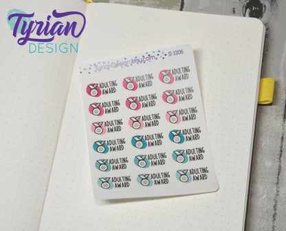 Adulting Award Stickers | 18 Stickers | 1 x .53" each.