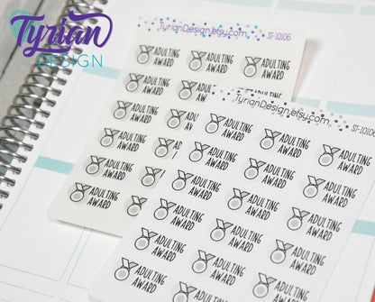 Adulting Award Stickers | 18 Stickers | 1 x .53" each.