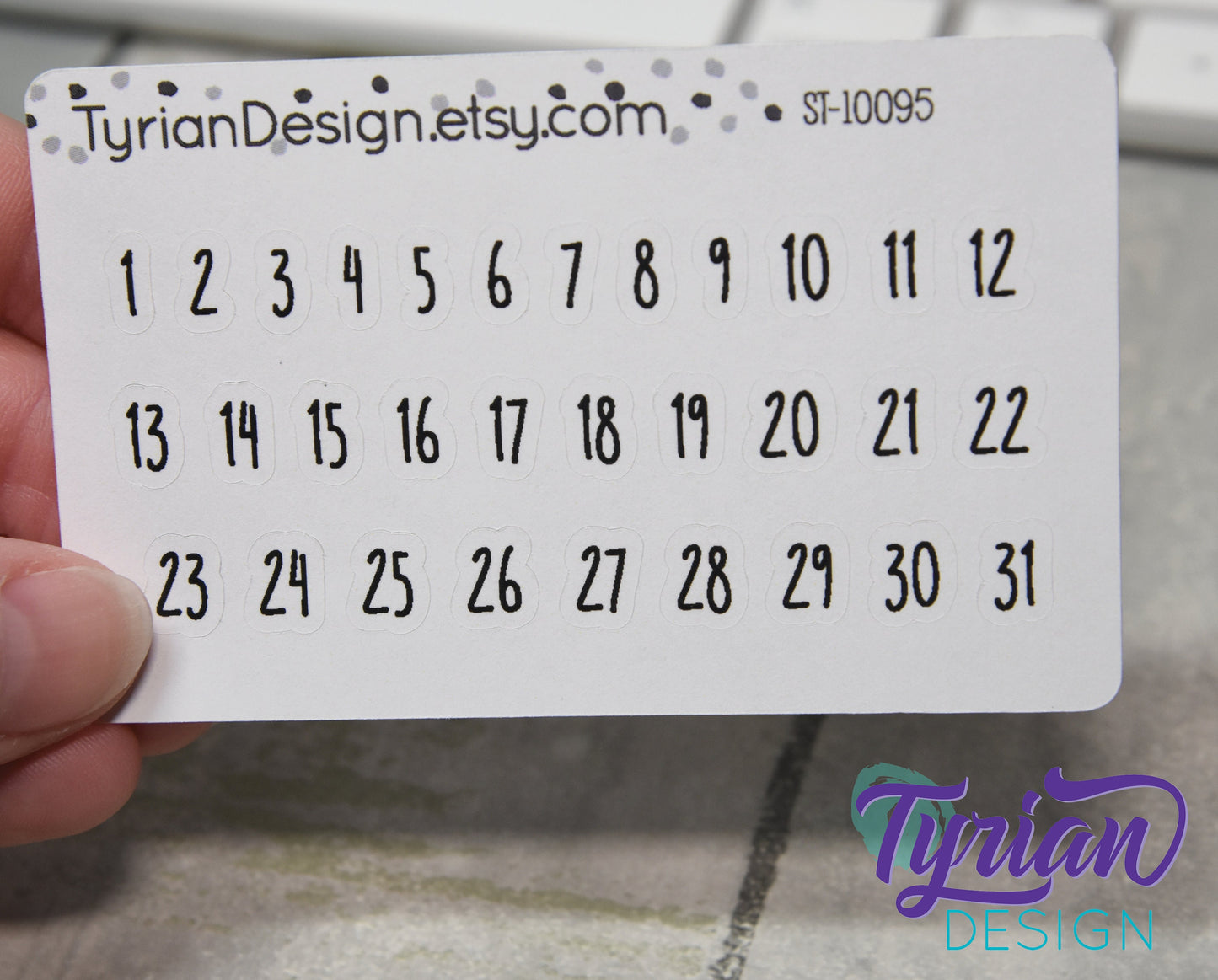 Date Stickers for Planners and Journals. 1-31 stickers, Charley Font Great for Bullet Journals