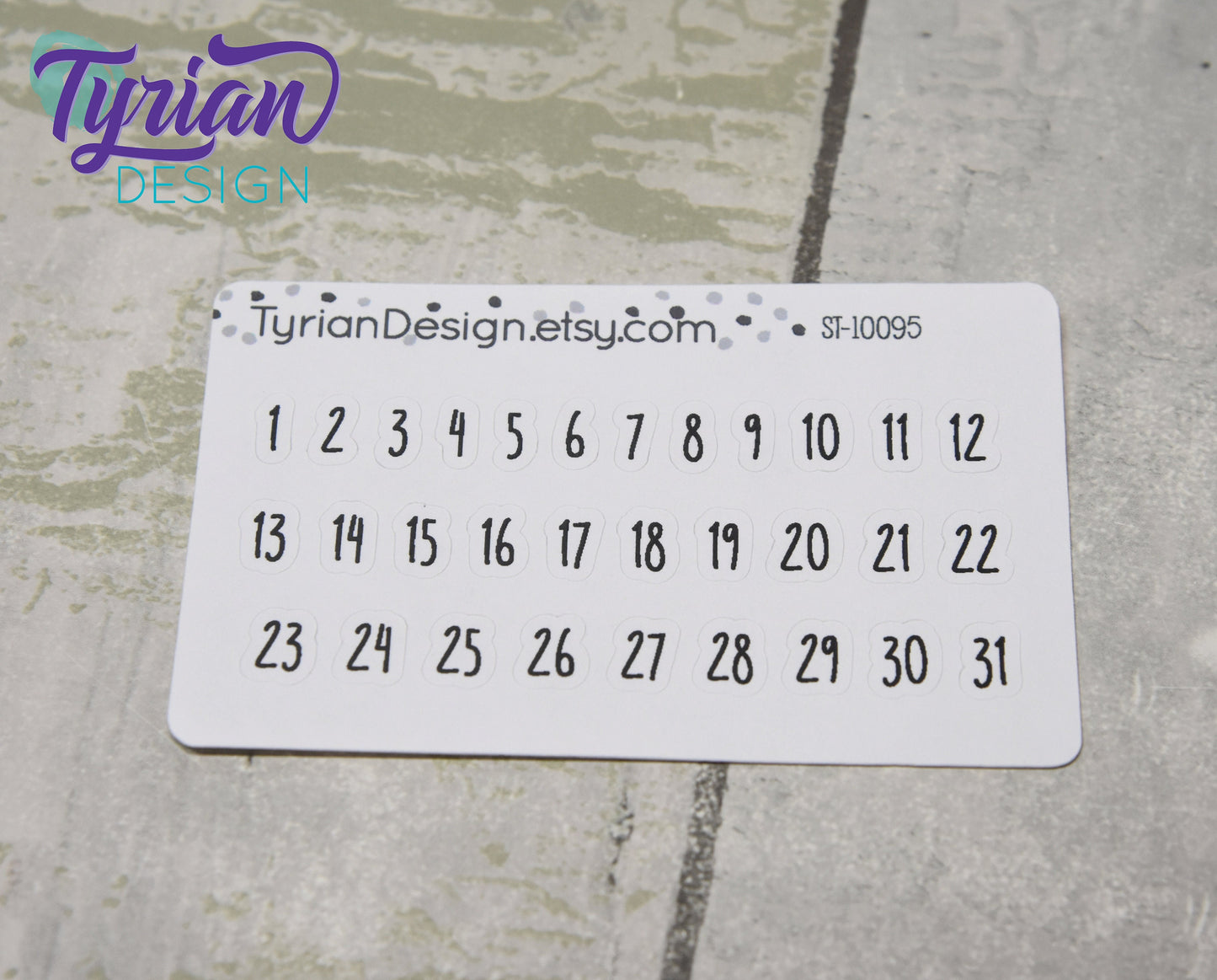 Date Stickers for Planners and Journals. 1-31 stickers, Charley Font Great for Bullet Journals