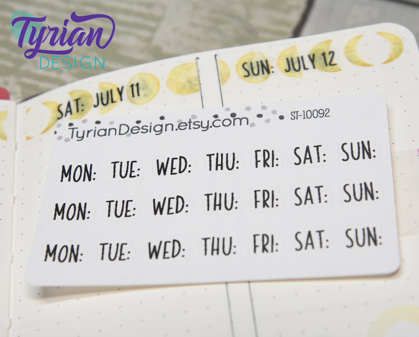 Monday-Sunday Small Abbreviated Days of the week Stickers for Planners and Journals. 3 weeks worth of stickers. White or Clear Matte.