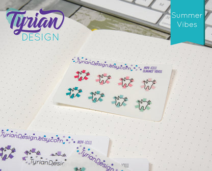 Dentist Icon, Tooth Stickers. Different color options.Adulting is hard use stickers for Planners, journals and calendars mini sticker sheet