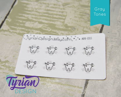 Dentist Icon, Tooth Stickers. Different color options.Adulting is hard use stickers for Planners, journals and calendars mini sticker sheet
