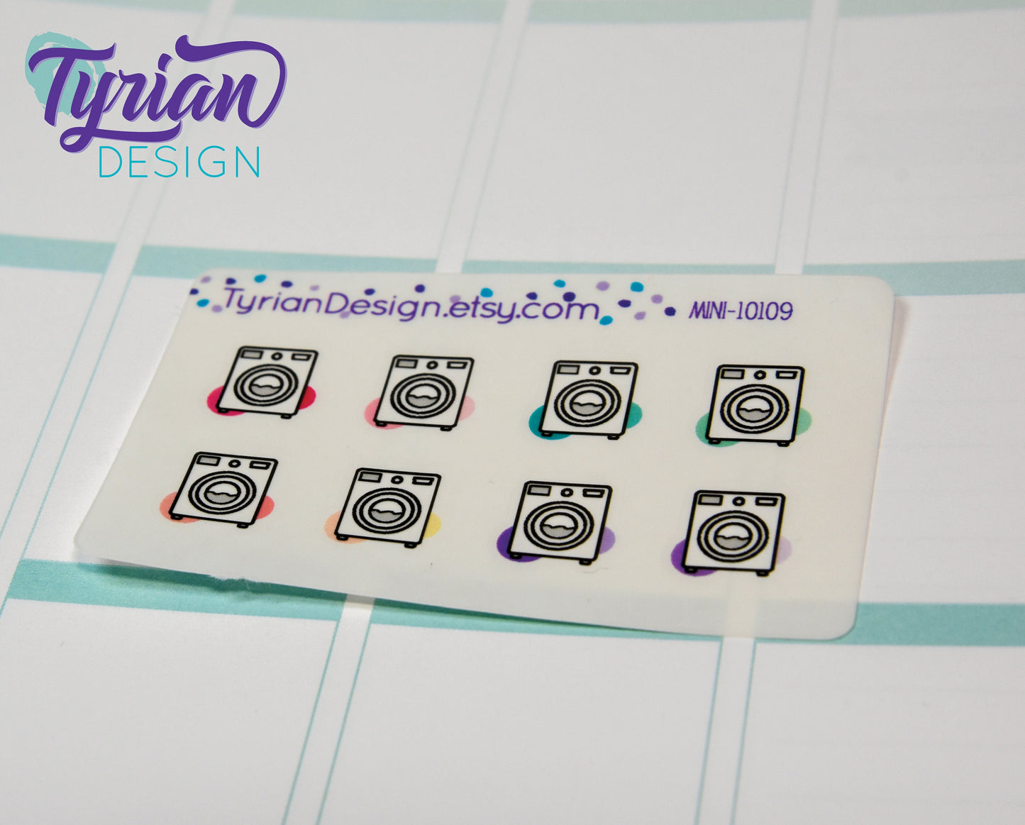 Laundry Icon, Washing Stickers. Clothes, Different color options. stickers for Planners, journals and calendars mini sticker sheet