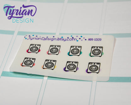 Laundry Icon, Washing Stickers. Clothes, Different color options. stickers for Planners, journals and calendars mini sticker sheet