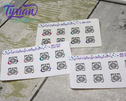 Laundry Icon, Washing Stickers. Clothes, Different color options. stickers for Planners, journals and calendars mini sticker sheet