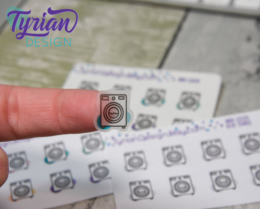 Laundry Icon, Washing Stickers. Clothes, Different color options. stickers for Planners, journals and calendars mini sticker sheet