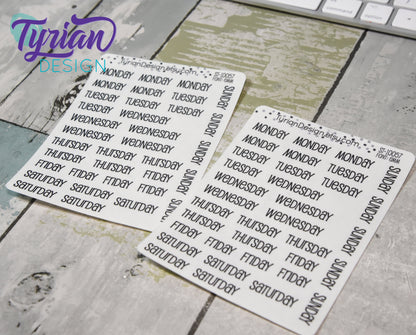 Days of the week Stickers | 35 Stickers | Emm Font