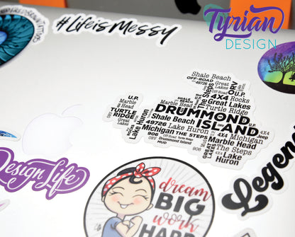 Drummond Island Michigan Vinyl Sticker | 4.4" x 3"