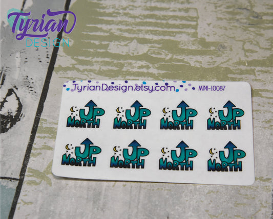 Up North Sticker, Night Sky, moon and stars up north life stickers for Planners, journals and calendars mini sticker sheet