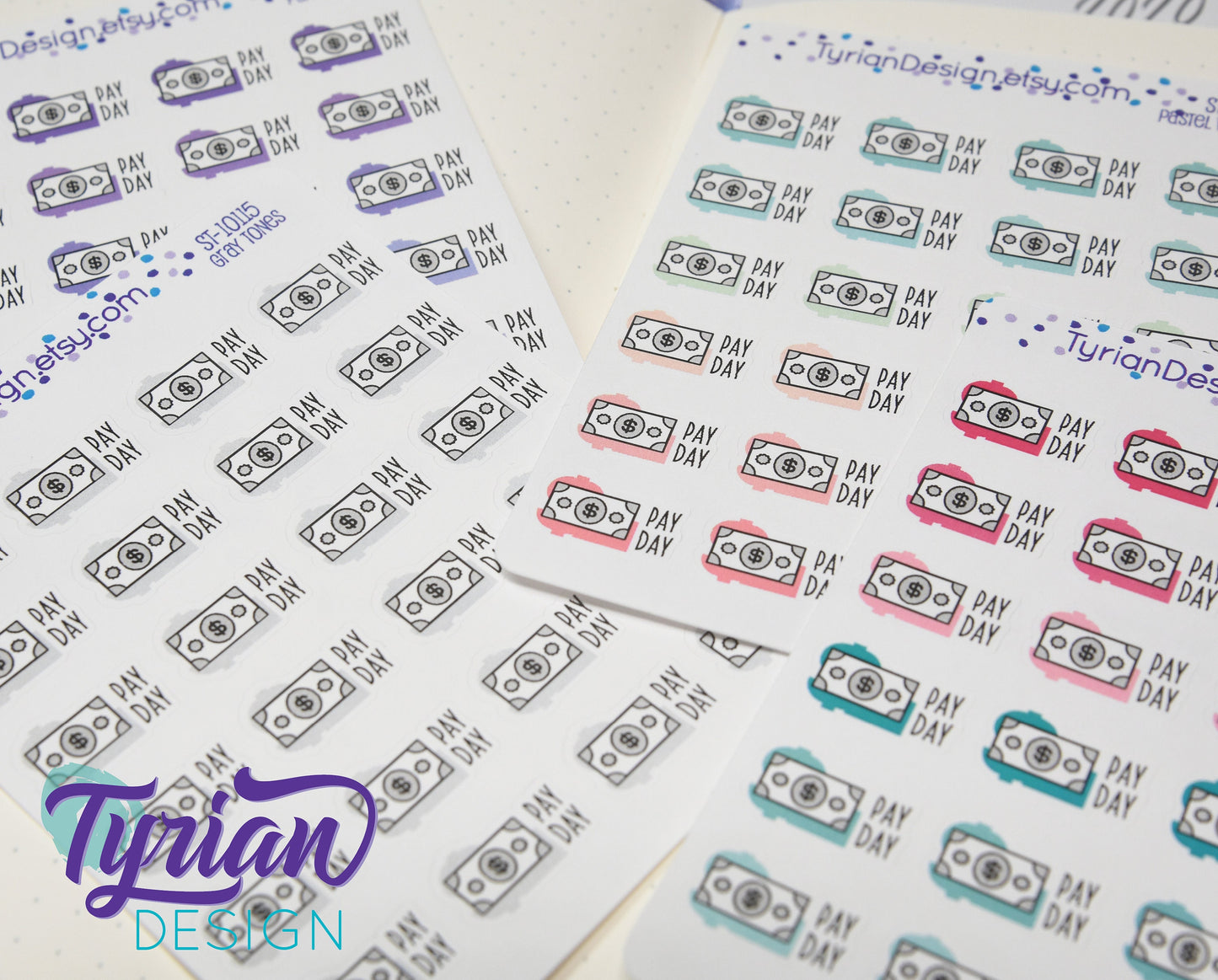 Pay Day Stickers | 24 Stickers | 75 x .5 each