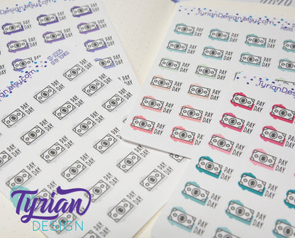 Pay Day Stickers | 24 Stickers | 75 x .5 each